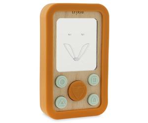Trixie Teléfono de silicona de madera para bebé - Mr. Fox | Smartphone para niños y bebés, teléfono infantil, sin ruido