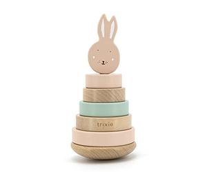 Trixie - Torre para apilar de Madera con certificación FSC - Juguete de Aprendizaje de la motricidad Desde 1 año - Mrs. Conejo (Lapin)