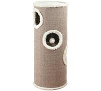 TRIXIE - Torre Rascador Edoardo para Gatos, Color Marrón-Beige, 3 Niveles, Incluye Cueva y Juguete Colgante, Ideal para Rascado y Descanso