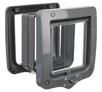 Puerta gatera 4 funciones con túnel - Trixie - Tamaño: L | Color: Gris