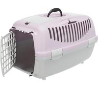 Trixie - Transportín Capri 2 Robusto de Plástico para Mascotas, XS-S: 37 × 34 × 55 cm (Gris Claro/Lila), para Perros