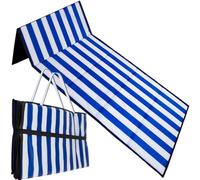 TRIZAND Esterilla de playa plegable con asa, 190 x 66 cm, a rayas, color azul y blanco, alfombrilla de playa acolchada, esterilla aislante para tumbonas, resistente al agua 23137