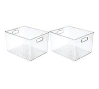 Trjgtas 2 x 29 x 20 x 15 cm acrílico transparente refrigerador caja de almacenamiento de escritorio dormitorio baño caja de almacenamiento