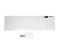 Trjgtas Conjunto de teclado inalámbrico delgado blanco + ratón óptico inalámbrico para PC y portátil