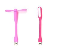 Trjgtas Mini ventilador multifuncional USB de escritorio con luz USB universal, luz LED portátil de ahorro de energía, color rosa
