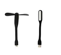 Trjgtas Mini ventilador multifuncional USB de escritorio con luz USB universal, luz LED portátil de bajo consumo, color negro