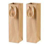 Trjgtas Paquete de 24 bolsas de papel kraft marrón sólido con cuerda resistente, 4 x 4 x 13.8 pulgadas, ideales para vino, regalos
