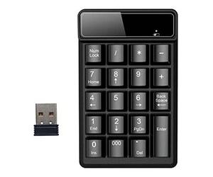Trjgtas Teclado inalámbrico de 2,4 GHz Mini teclado numérico USB teclado numérico a 19 para contabilidad portátil PC ordenador (A)
