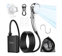 TRJZWA Ducha Portatil Camping, 2600 mAh Rápidamente Recargable Ducha, 5L/min Flujo de Agua Bomba Ducha Portatil Ducha Pommeau, Ducha Móvil para Camping, Caravana, Jardín, Coche, Duchas para Perros