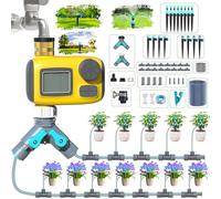 TRJZWA Sistema de Riego Automático Temporizadores de Mangueras,Kit de Riego con Pantalla LCD Adecuado,3 programas de riego independientes y 3 tipos de emisores por goteo,para Jardín/Invernadero/Césped
