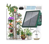 TRJZWA Sistema de Riego Solar con 300 Programas de Riego, Kit de Riego Automático Programador de Riego Solar para Macetas de Interior y Exterior con Manguera de 10M y 10 Puntas de Goteo