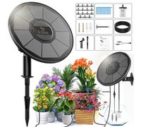 TRJZWA Sistema de Riego Solar para Jardín,2024 Nuevo Kit Riego por Goteo con Monitoreo del Nivel del Agua,Riego por Goteo Automatico con 15 Micro Cabezales de Goteo para Vacacione/Terrazas de Balcones