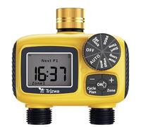 TRJZWA temporizador de riego de dos puertos con pantalla LCD, el último temporizador de dos puertos, tres programas de riego independientes por puerto