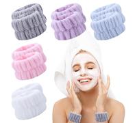 TRKETK 10 Piezas Muñequeras para Lavar la Cara del Spa, Diademas de Muñeca de Spa Muñequeras de Lavado Elásticas Pulsera de Lavado Facial para Mujer para Bañarse, Maquillaje y Ejercicio