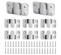 TRKETK 10 Piezas Soportes de Montaje Ocultos, Hebilla Soporte de Pared Gancho de Acero Inoxidable 53*30mm Clip Z Enclavamiento Muebles Conector Gancho para Muebles para Fotos, Espejos, Muebles (Plata)