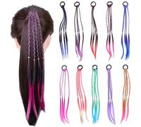TRKETK 10 Piezas Trenzas de Colores para el Pelo, Extensiones de Cabello Trenzado Accesorios de Pelo para Niñas Cinta Elástica de Pelo Trenzado de Colores para Cumpleaños, Fiestas, Festivales