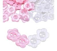 TRKETK 100 Piezas Botones de Flores de Ciruelo, Otones de Flores para Coser Botones de Flores de 2 Agujeros Botones Decorativos para Ropa Botones de Costura de Resina de 12,5 mm (Blanco + Rosa)