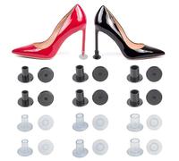 TRKETK 12 Pares Protectores de Tacón Alto, Zapatos de Mujer Tacones Protectores Tapón 3 Tamaños Cubiertas de Plástico Zapato Tacón de Aguja Tapas de Tacón Alto para Hierba Bodas (Transparente/Negro)