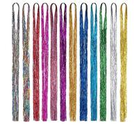 TRKETK 12 Piezas Extensiones Arcoíris, 37 Pulgadas Extensión de Cabello con Brillo Cabello de Hadas 12 Colores Cabello Sintético 1200 Hebras Extensión de Cabello de Oropel para Mujeres y Niñas Fiesta