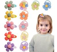 TRKETK 12 Piezas Gomas para el Cabello para Niñas Diadema Elástica Gomas y Horquillas para el Pelo con Diseño Floral Soporte para Cola de Caballo Suave Adecuado para Niños Pequeños y Niñas