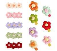 TRKETK 12 Piezas Horquillas Bebé Felpa Multicolor Pinza de Pelo de Flores Antideslizante para el Cabello Horquillas Bonitas para Niñas Accesorios de Peinado para Infantil Mujer