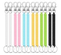 TRKETK 12 Piezas Llavero con Resorte, Llavero Espiral Elástico Multicolores Llavero Espiral Llavero Retractil Llavero Llavero Telescópico de Resorte para Billetera, Teléfono Móvil, Mochila, 6 Colores