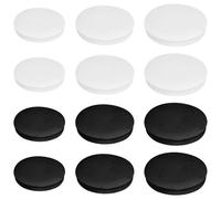 TRKETK 12 Piezas Tapones de Hucha Tapón Redondo de Goma Negra Blanco 3 Tamaños Tapones de Silicona de Repuesto Enchufe Multiusos Fácil de Instalar para Monedas Tapas para el Orificio de Huchas