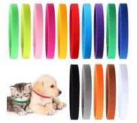 TRKETK 15 collares de identificación para cachorros, collar de identificación ajustable, varios colores, bandas de identificación de terciopelo suave, correas elásticas para cachorros recién nacidos