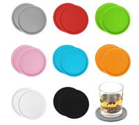 TRKETK 16 posavasos de silicona para bebidas, posavasos redondos antideslizantes y lavables, resistentes al calor, para el hogar, bar, oficina, café, cerveza, té, bebidas calientes y frías