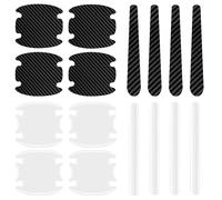 TRKETK 16 protectores universales para manijas de puerta de coche, fibra de carbono y PVC, negro y transparente, protector de arañazos para manija de puerta