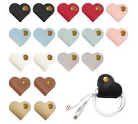 TRKETK 18 Piezas Paquete Cuero Cable Correas Bridas Organizador de Forma de Corazón Portátil de Práctico Clip Reutilizables para Hogar Cocina Oficina Viajes Cargador Cable Organizador