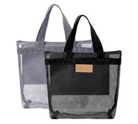 TRKETK 2 Piezas Bolsa de Ducha Portátil, Neceser de Malla para Ducha Organizador de Baño Bolsa de la Compra Ligera con Cremallera para Viajar, Gimnasio, Natación, Campamento, Playa (Gris/Negro)