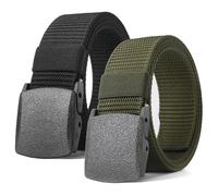 TRKETK 2 Piezas Cinturones de Trabajo para Hombres, Nylon Elástico Cinturón Táctico Cinturon Tactico Hombre 130 cm Cinturón Canvas sin Agujeros para Hombre Cinturon Tela Transpirable Cinturones Hombre