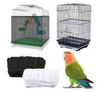 TRKETK 2 Piezas Cubierta de Red para Jaula de Pájaros, Universal para Jaula de Pájaros Ventilación de Jaula para Pájaros Cubierta a Prueba de Polvo Falda para Jaula de Pájaros (Blanco + Negro)