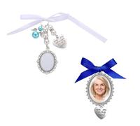 TRKETK 2 Piezas Encanto de Foto de Ramo de Boda, You Are Always in My Heart Marco de Encanto de Novio Nupcial Encantos de Fotos de Aniversario Marco de Encanto de Foto Ovalado de Encaje Nupcial