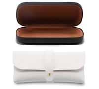 TRKETK 2 Piezas Estuche para Gafas, Estuche para Anteojos Portátil Estuche Rígido para Gafas Funda Gafas Cuero Funda para Gafas de Sol para Mujeres y Hombres Viajes Estudio Trabajo (Negro+Blanco)