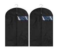 TRKETK 2 Piezas Fundas para Trajes, Bolsas de Ropa Plegables y Lavables Fundas para Ropa a Prueba de Polvo con Ventana Transparente Bolsa para Ropa con Cremallera Negra para Traje Chaqueta (100x60 cm)