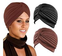 TRKETK 2 Piezas Gorro Turbante para Dormir de Quimioterapia para Mujer, Turbante Africano Moda Gorra de Dormi Gorro Cáncer de Quimio Turbante Sombrero de Pelo de Dormir, 2 Colores