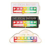 TRKETK 2 Piezas My Social Battery y 1 Pieza Mood Tracker, Broche de Conversión de Humor, 7 Días Insignia de Humor, Lindo Broche de Expresión Creativa para Hombres y Mujeres