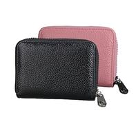 TRKETK 2 Piezas Tarjeteros para Tarjetas de Credito, RFID Bloqueo Carteras Billetera de Cuero para con Cremallera 11 Ranuras para Tarjetas Billeteras de Acordeón para Hombres y Mujeres (Negro + Rosa)