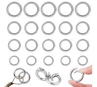TRKETK 20 Piezas Anillos de Resorte de Metal, O-Ring Botón A Presión Accesorios de Bolsillo Broche de Llavero Redondo Ganchos de Clip de Resorte para Bolso, Joyería, Fabricación Artesanal (Plata)