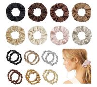 TRKETK 20 Piezas Coleteros para el Cabello de Satén, Bandas Elásticas para el Cabello de Color Sólido Soporte para Cola de Caballo Coleteros Pequeños Sin Rastro para Niñas Mujeres y Damas