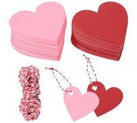 TRKETK 200 Piezas Etiquetas de Regalo en Forma de Corazón, Etiquetas de Papel Kraft en Forma de Corazón en Blanco con 20 m Cordel Rojo y Blanco para La Decoración de Manualidades de Bricolaje