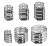 TRKETK 24 Piezas Clips de Manguera de 6 a 51 mm, Abrazadera de Tubo para Tubos de Tornillo sin Fin Clip de Manguera Ajustable de Acero Inoxidable para Piscina, Lavadora, Jardín (6 Tamaños)
