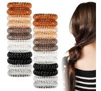 TRKETK 24 Piezas Espiral Corbatas en Pelo, Impermeables Gomas pelo Mujer Gomas de Pelo Elásticas Soporte Para Coletas Cintas Para El Cabello En Espiral Cable De Teléfono para Mujeres Niñas, 6 Colores