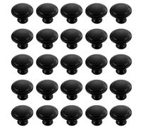 TRKETK 25 Piezas Tiradores Redondos para Gabinete, Pomos de Puerta Negros de Acero Inoxidable, para Armario y Cajón, Forma de Seta Con Tornillos de Montaje (30 mm)