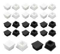 TRKETK 28 Piezas Tapones Cuadrados de Plástico, 1 Pulgada (25 mm) de Tubo Cuadrado Tapas Interiores de Tubo Blanco y Negro Tapas de Tubo Antideslizantes para Mesas, Sillas, Muebles de Cama