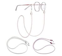 TRKETK 3 Piezas Cadena de Gafas con Cuentas, Cadena de Retención de Gafas de Sol Cadena de Gafas de Perlas Cordón para el Cuello de Gafas Antideslizantes Correa de Gafas con Cuentas Perlas Imitación