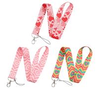 TRKETK 3 Piezas Cordón de Identificación, Correa para El Cuello con Forma de Corazón Lindo Cordón para Llavero Cordón Estético Preppy con Forma de Corazón para Maestros Enfermeras Estudiantes