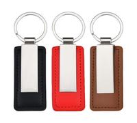 TRKETK 3 Piezas Llavero de Cuero con Llavero de Metal, Llavero para Colgar en El Coche Accesorios Coche Regalo de Negocios para Bolsos, Carteras de Oficina en Casa (3 Colores)